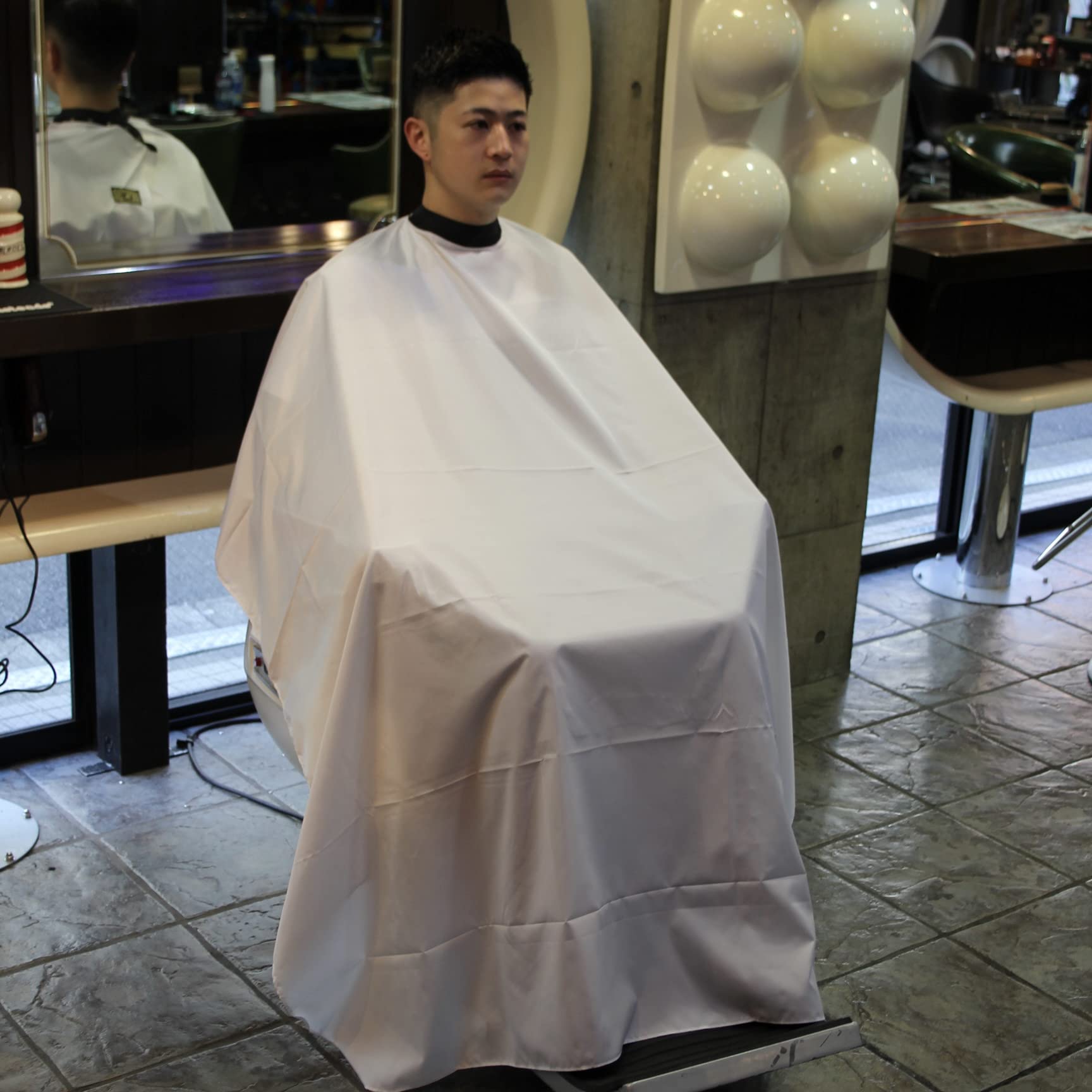 カットクロス ストライプ　ボタンタイプ 理容 美容 刈布 barber 3枚 カットクロス ストライプ ボタンタイプ 理容 美容 刈布 barber 3